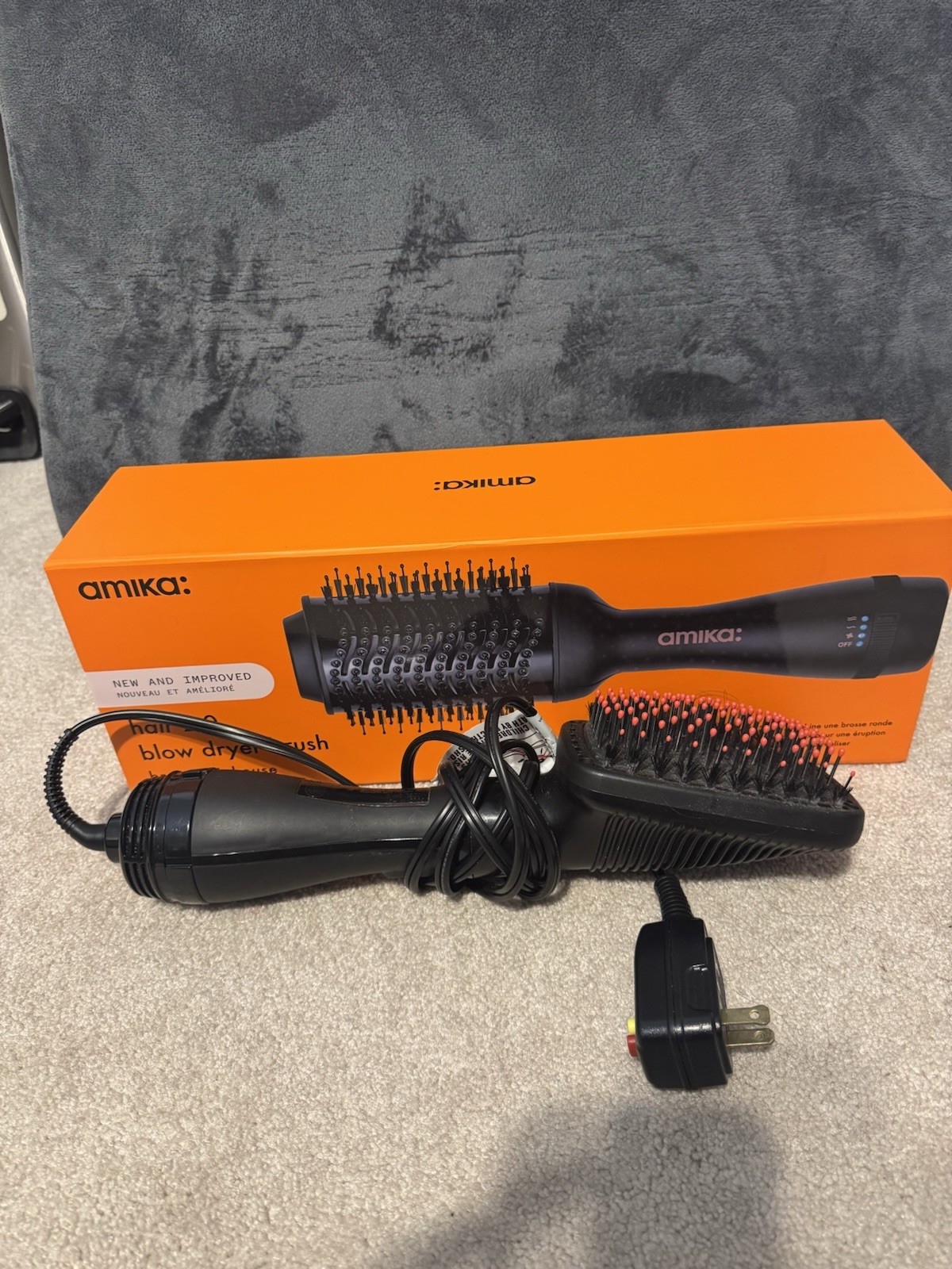 amika Hair 2.0 Blow Dryer Brush Dryer Hot Air Brush, Electric, Black