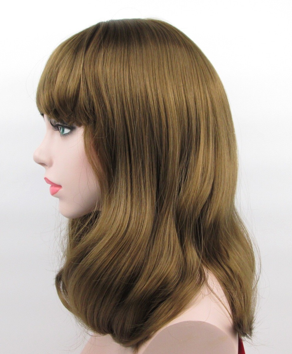 WOMENS LONG STRAIGHT HAIR CHINA DOLL STYLE WIG W/ BOTTOM CURLS & BANGS SUSAN
