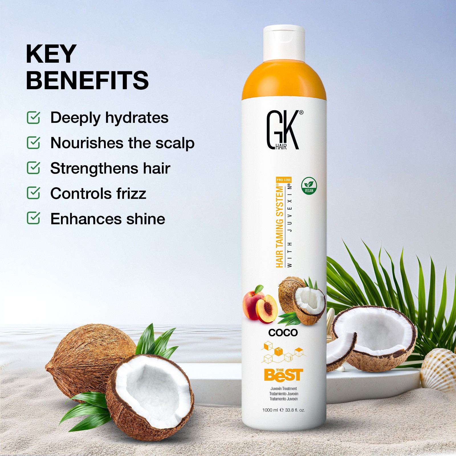 GK Hair The Best Coco 33.8oz Keratin Treatment for Smooth, Frizz-Free Hair