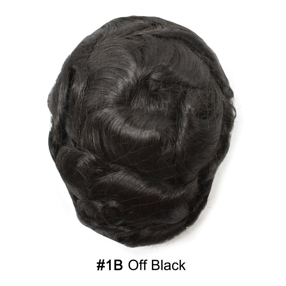 US Seller | Ultra Thin Skin Mens Hair System Real Human Hair Piece PU Toupee