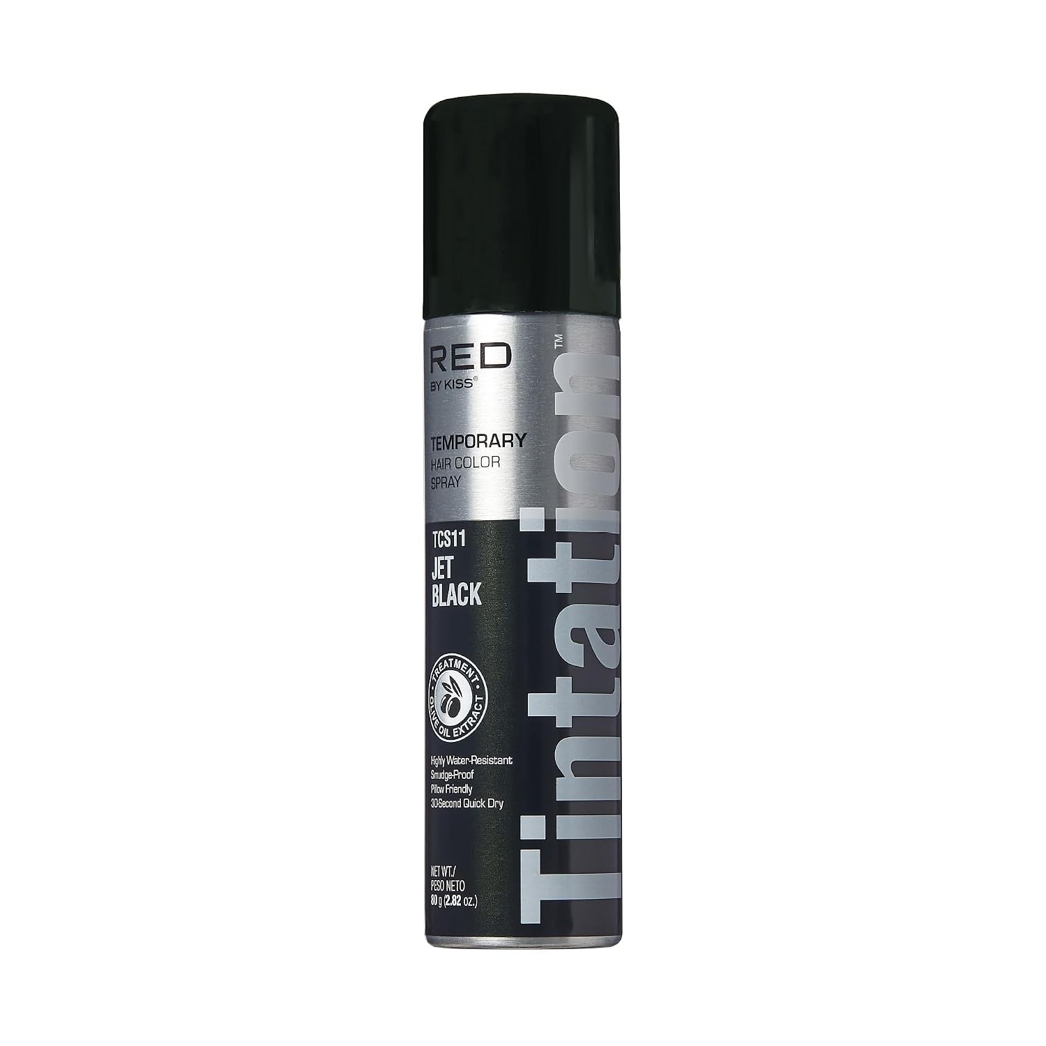 Kiss Tintation Temporary Hair Color Spray, Instant Gray Root Touch Up – Black