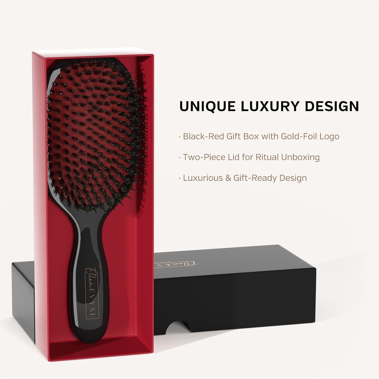 Boar Bristle Hair Brush, Soft Boar Bristles for Detangling, Enhancing Shine | fo