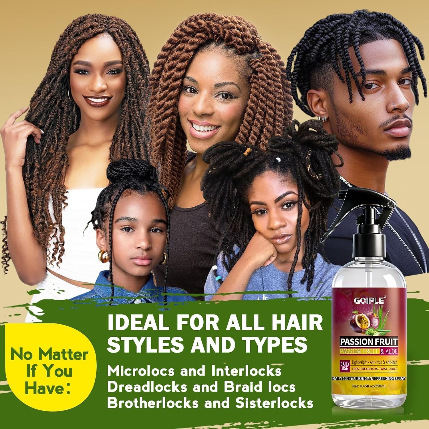 Loc Moisturizing Spray for Dull, Dry Locs – Daily Passion Fruit Hair and Scal…