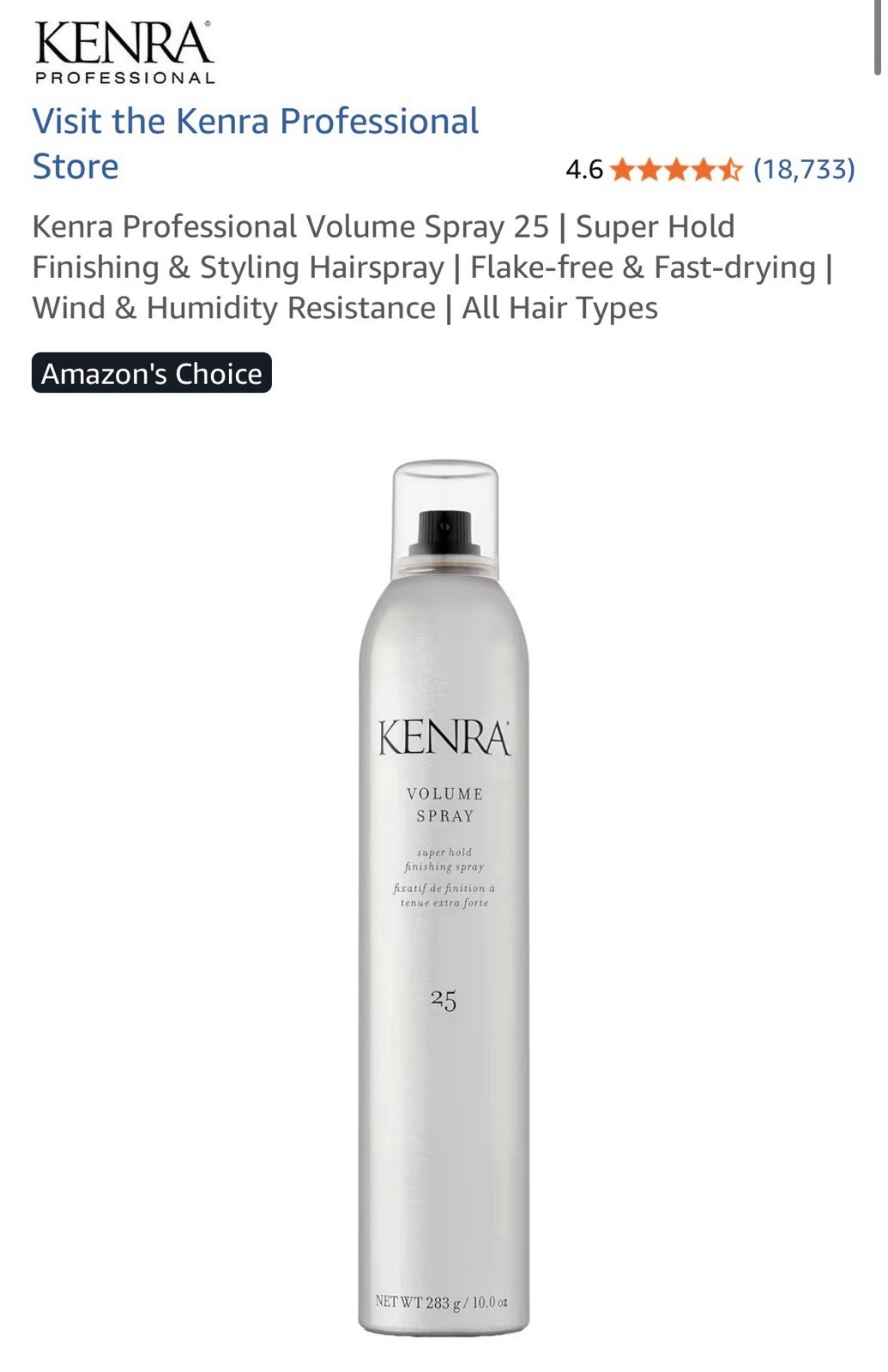 Kenra Volume Spray Super Hold Finishing Hair