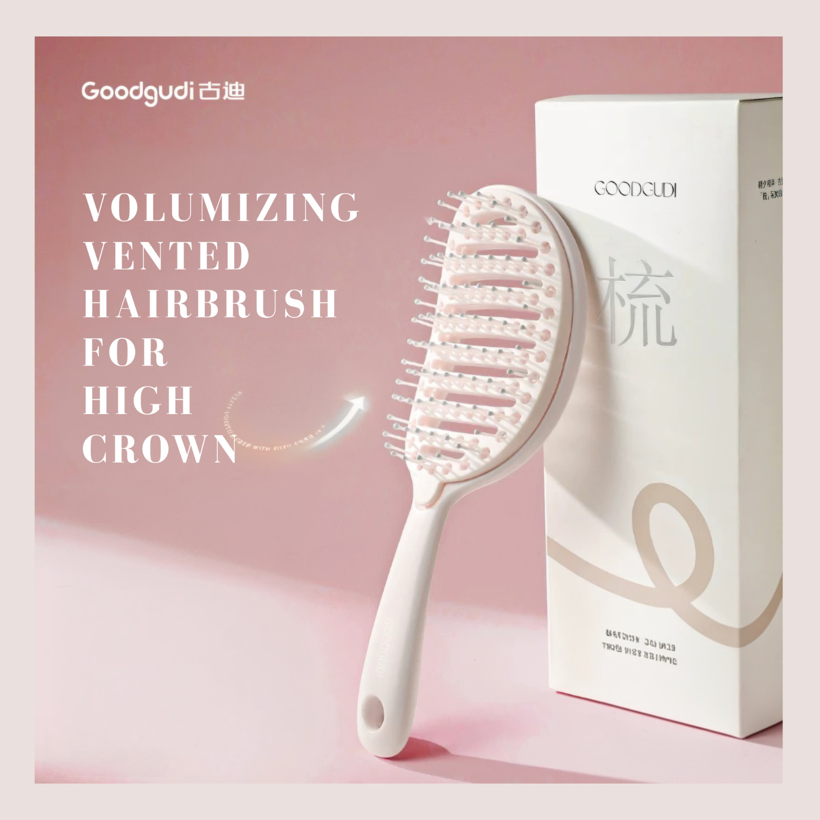 Self Cleaning Curved Vented Detangling Hair Brush for Women, Voluminous Crown