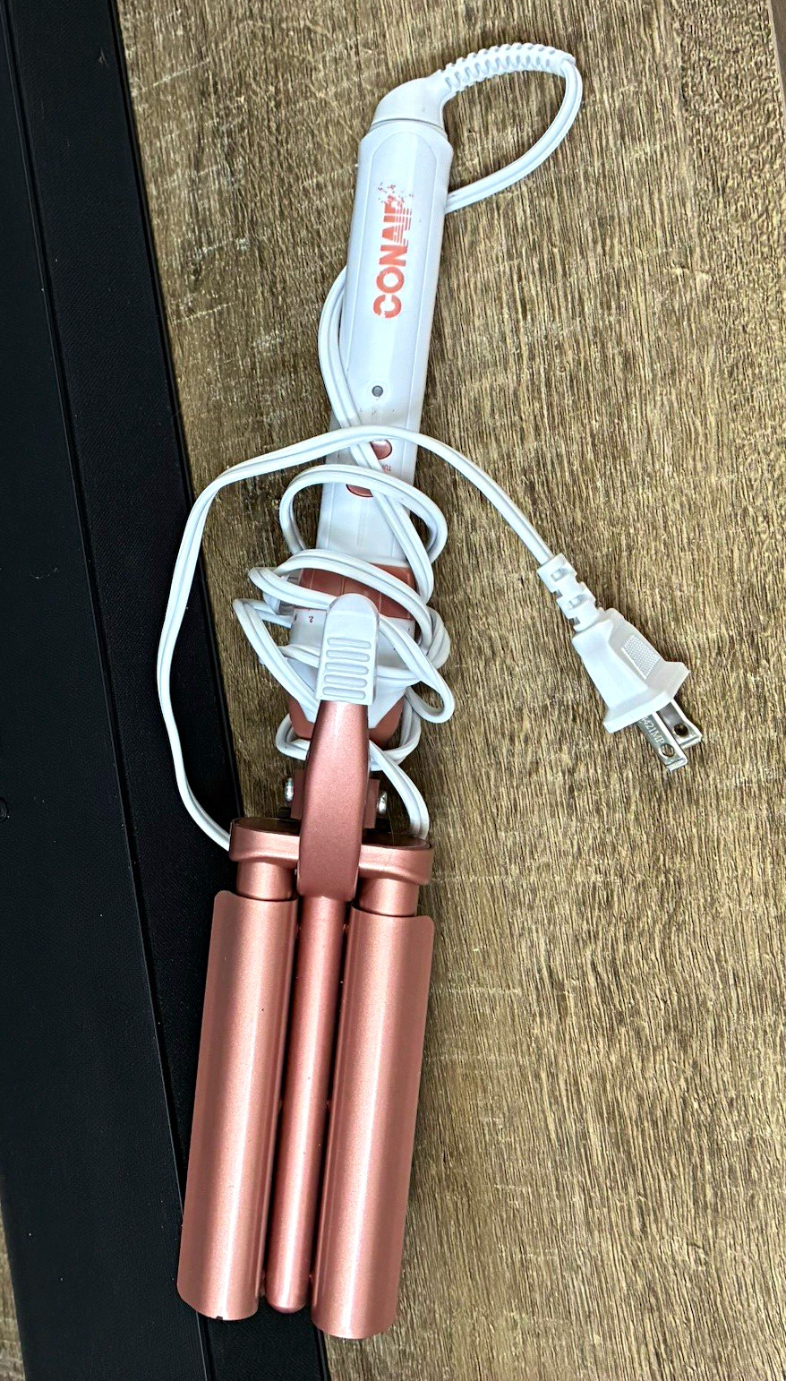 Conair Triple Barrel Hair Waver Curling Iron, Corded Electric, White/Pink