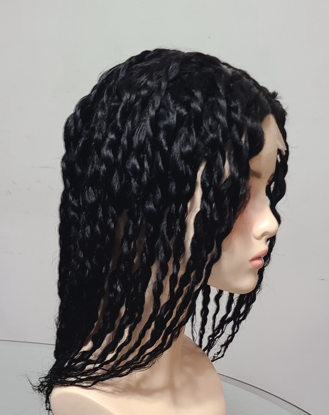 4×1 Braided wig with human hair,18 Inch ,Black Color,It can also be unbranded.