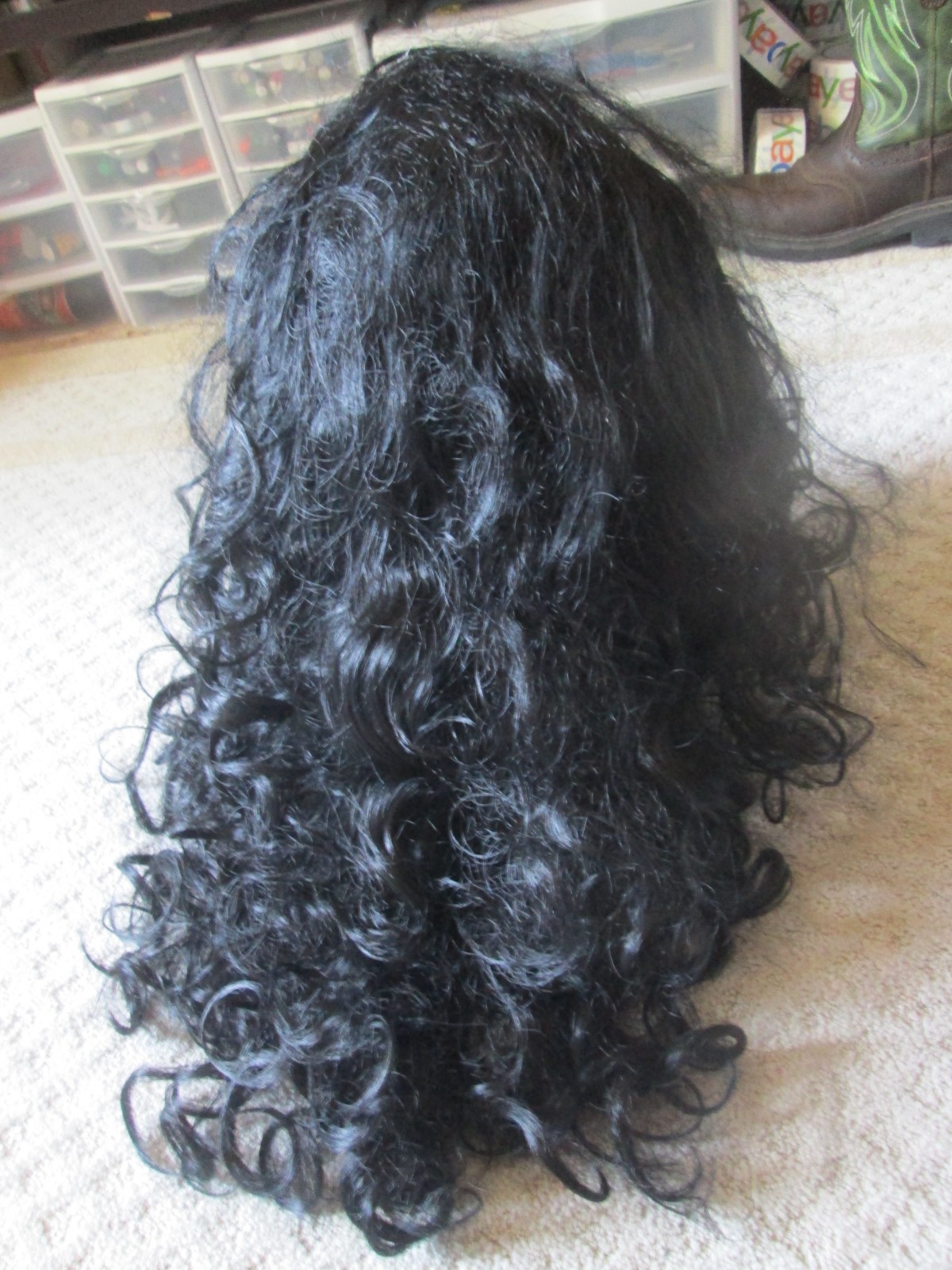 Unbranded Black LONG Curly Wig Adjustable Stylish Hairpiece w/ Clip in