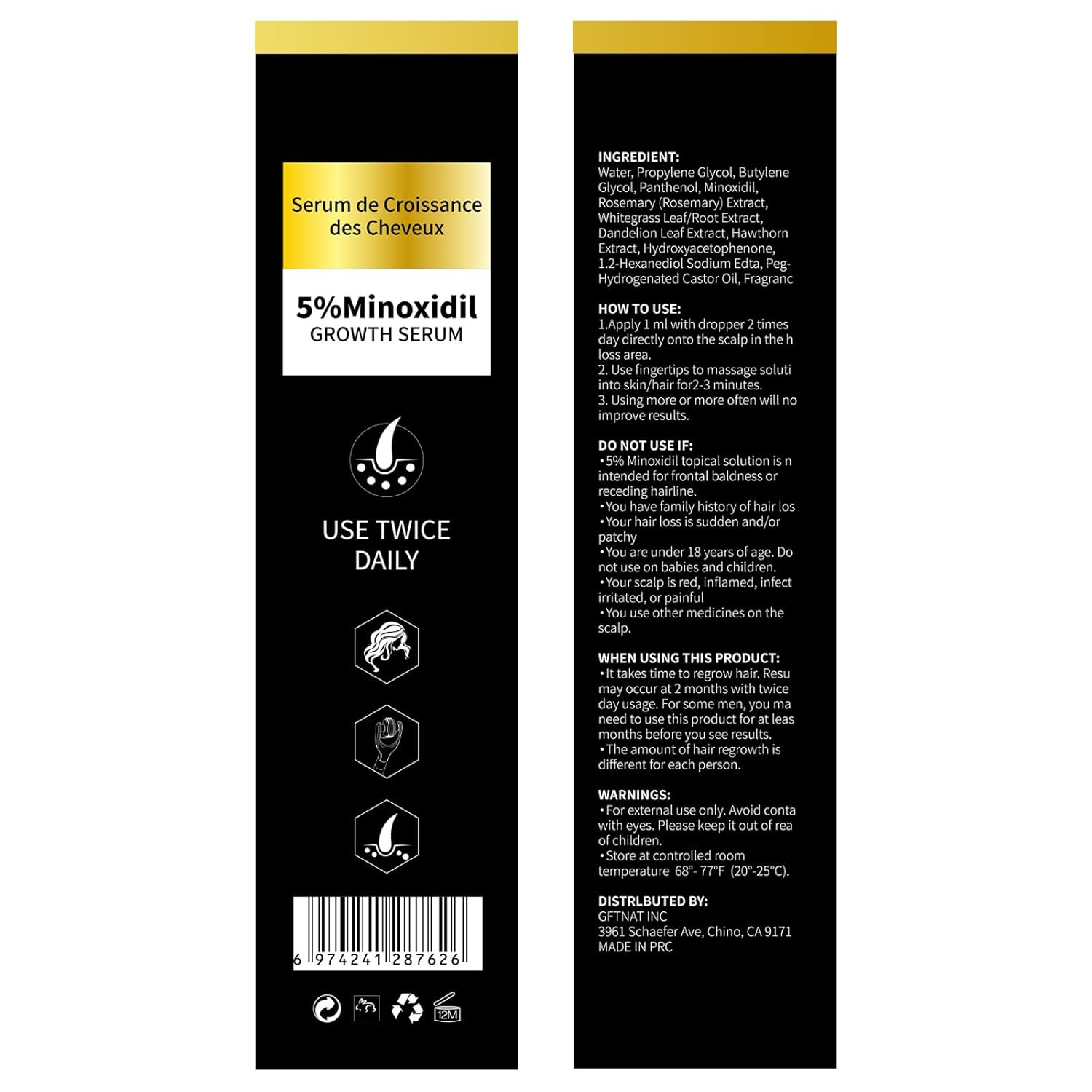 5% Minoxidil for Women with Biotin and Rosemary Hair 2 Fl Oz (Pack of 2)