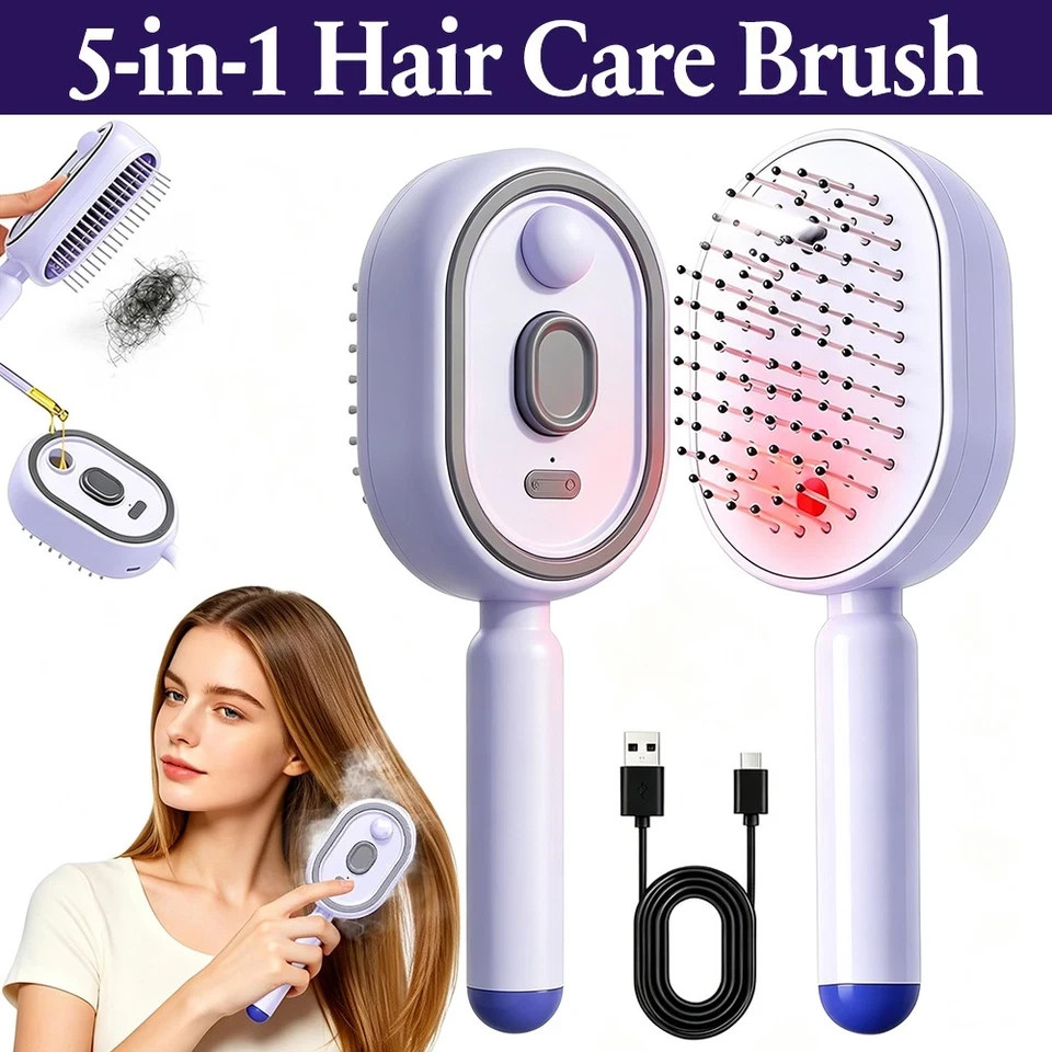 Electric Steam Hair Straightener Brush Rechargeable Anti Frizz Detangling USA