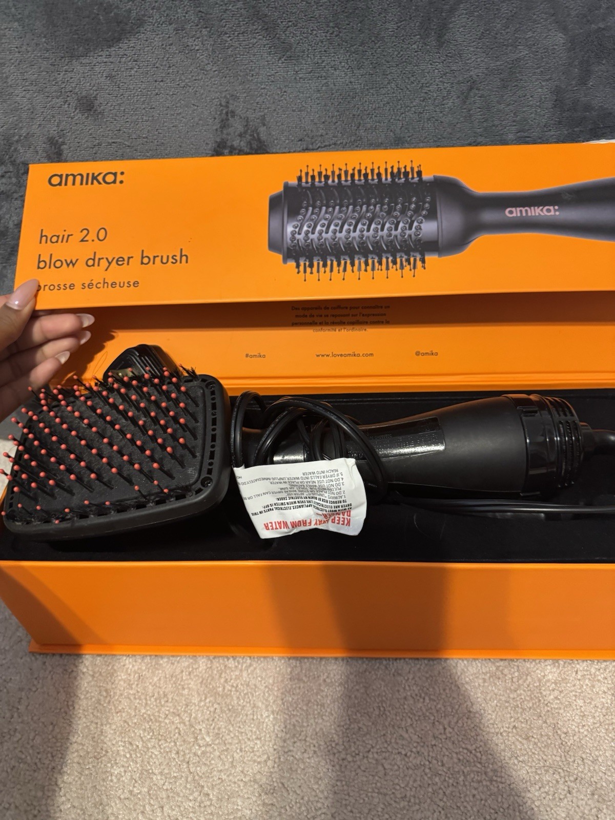 amika Hair 2.0 Blow Dryer Brush Dryer Hot Air Brush, Electric, Black