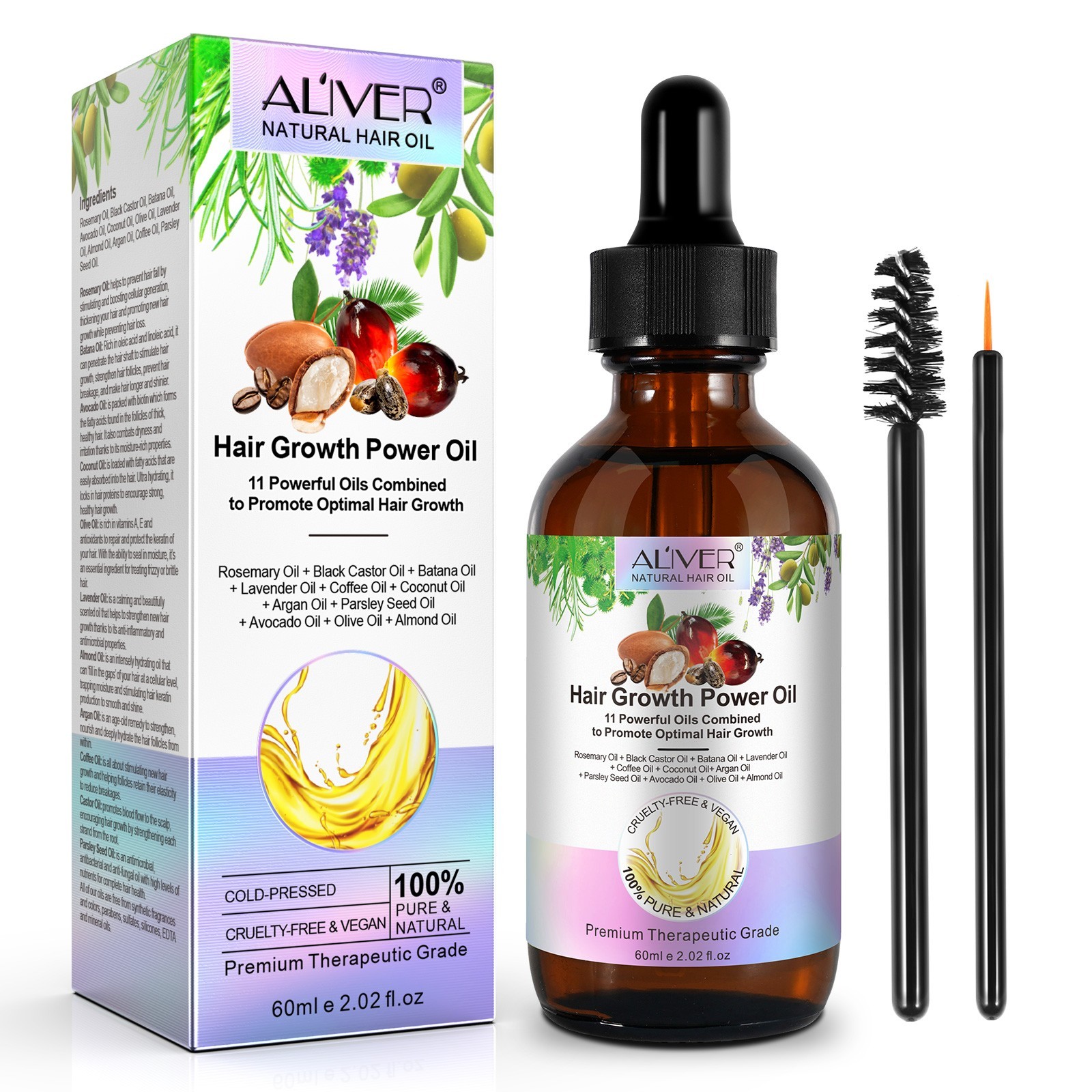 Aliver Hair Growth Oil – Rosemary, Jamaican Castor & Batana Oil Blend 11-in-1