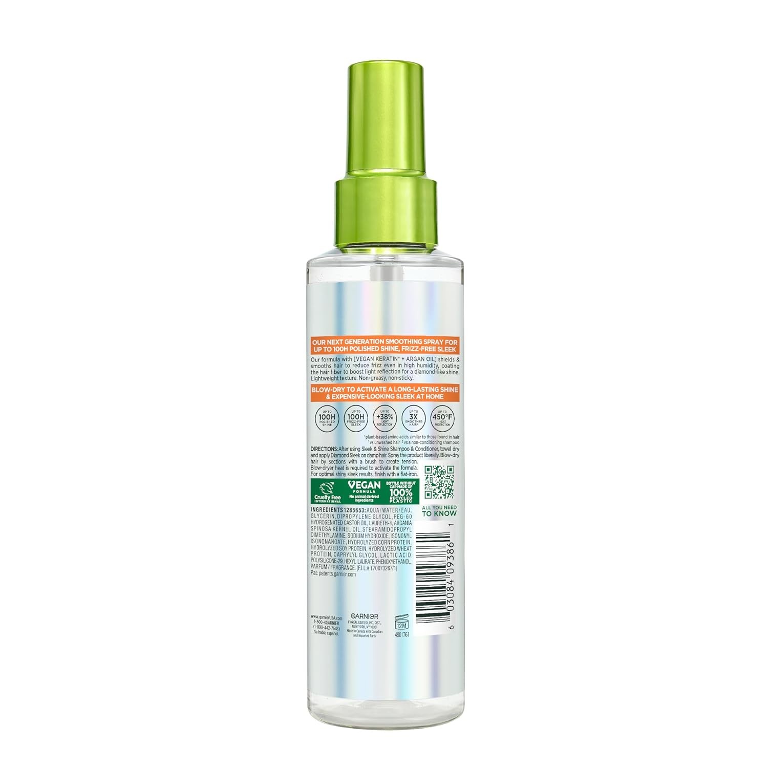 Garnier Fructis Diamond Sleek Hair Shine Spray Heat Protectant 4.6 oz Argan Oil