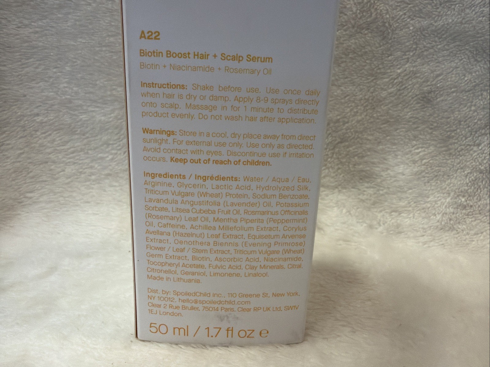 SPOILED CHILD A22 BIOTIN BOOST HAIR + SCALP SERUM 1.7 OZ New