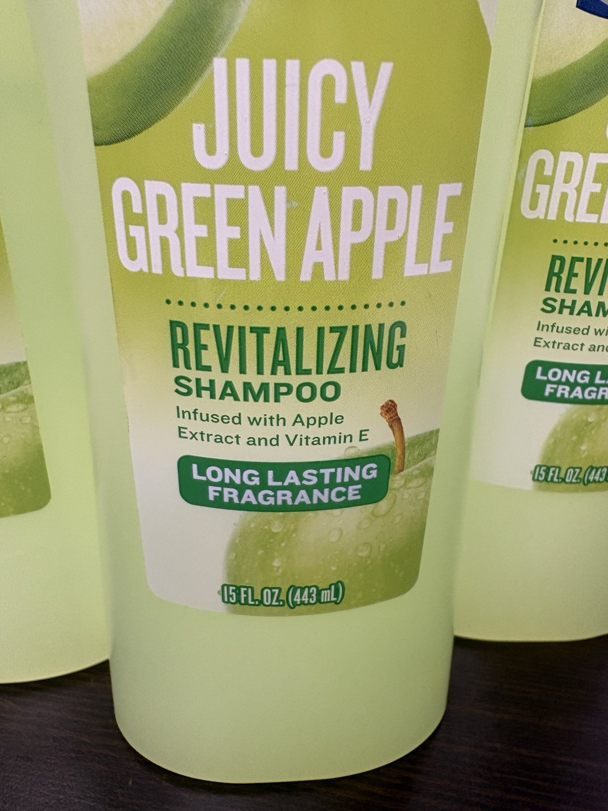 Lot of 3 Suave Juicy Green Apple Revitalizing Shampoo 15 oz