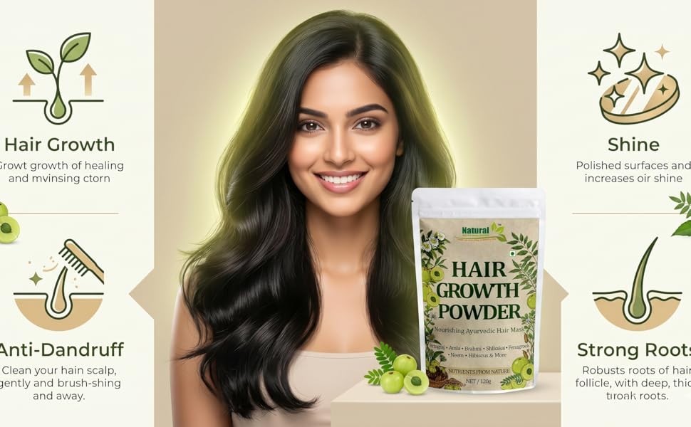 Natural Ayurvedic Hair Growth Powder 120g Herbal Hair Mask for All Hair Types