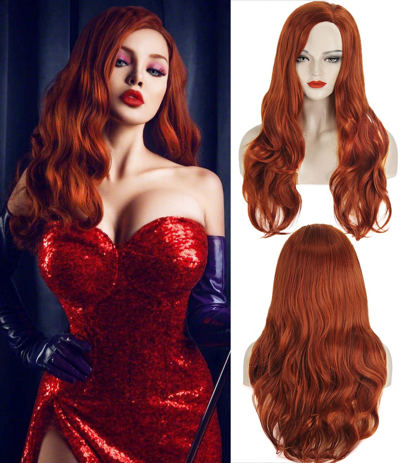Jessica Rabbit Wig Red New One Size Fits All Unisex