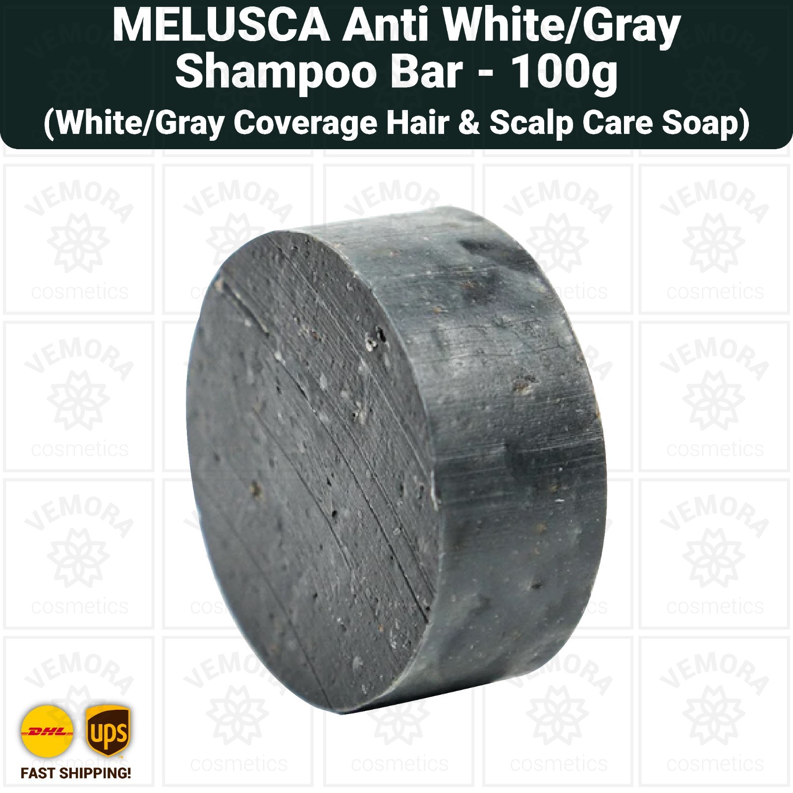 MELUSCA White/Gray Coverage Hair Shampoo Bar, Anti Grey/White Hair Soap 100g
