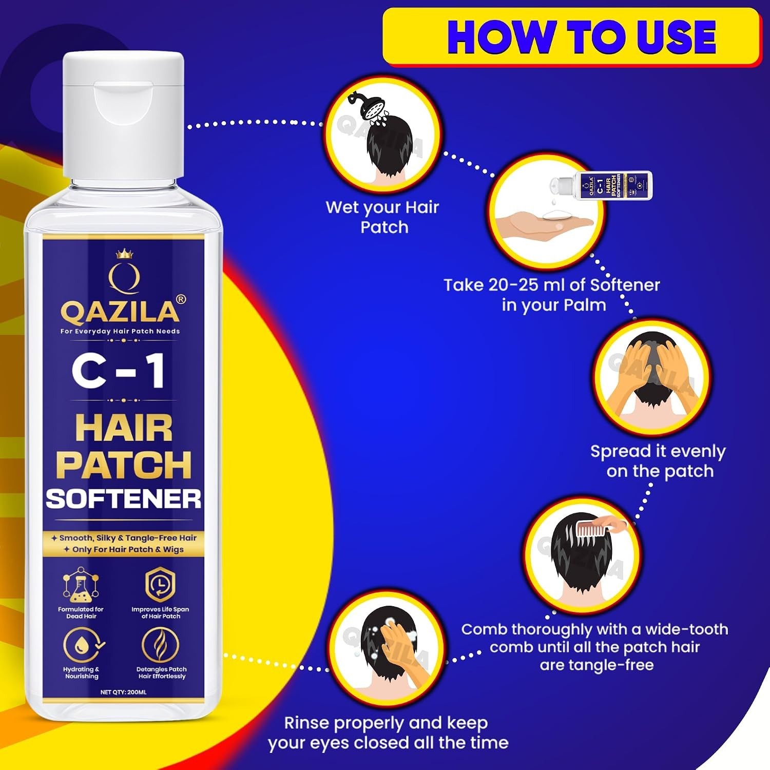 Qazila C 1 Hair Patch Softener Hair Patch Conditioner Hair Patch Wash 200 ML