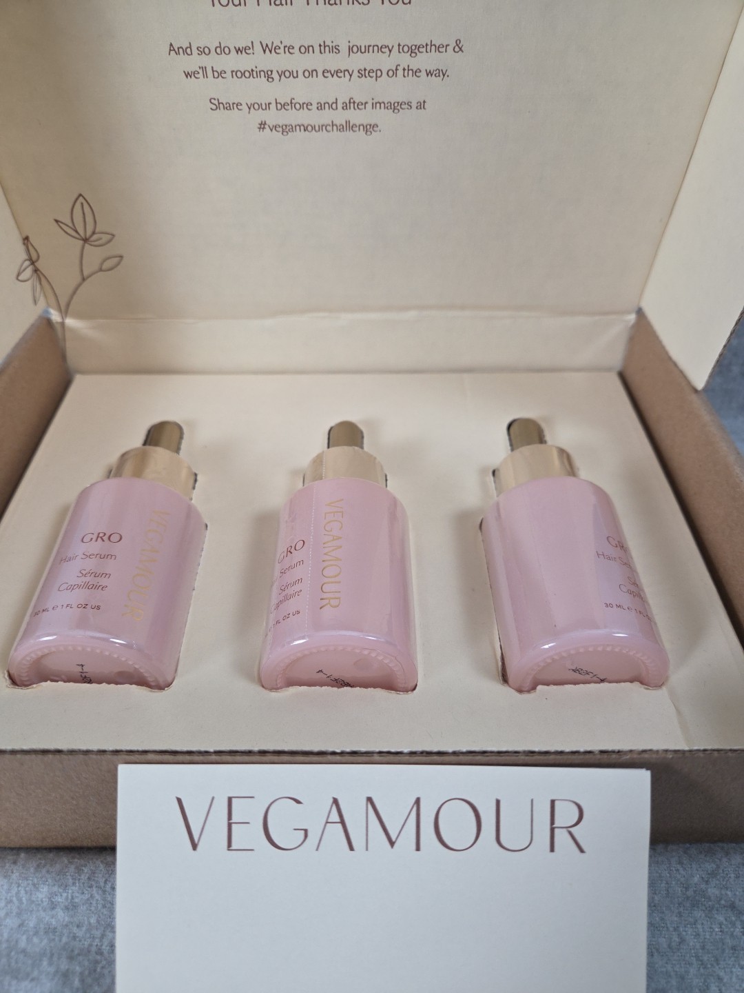 Vegamour GRO Thinning Hair Serum 90 Day Supply 3 Bottles NEW in Box Sealed