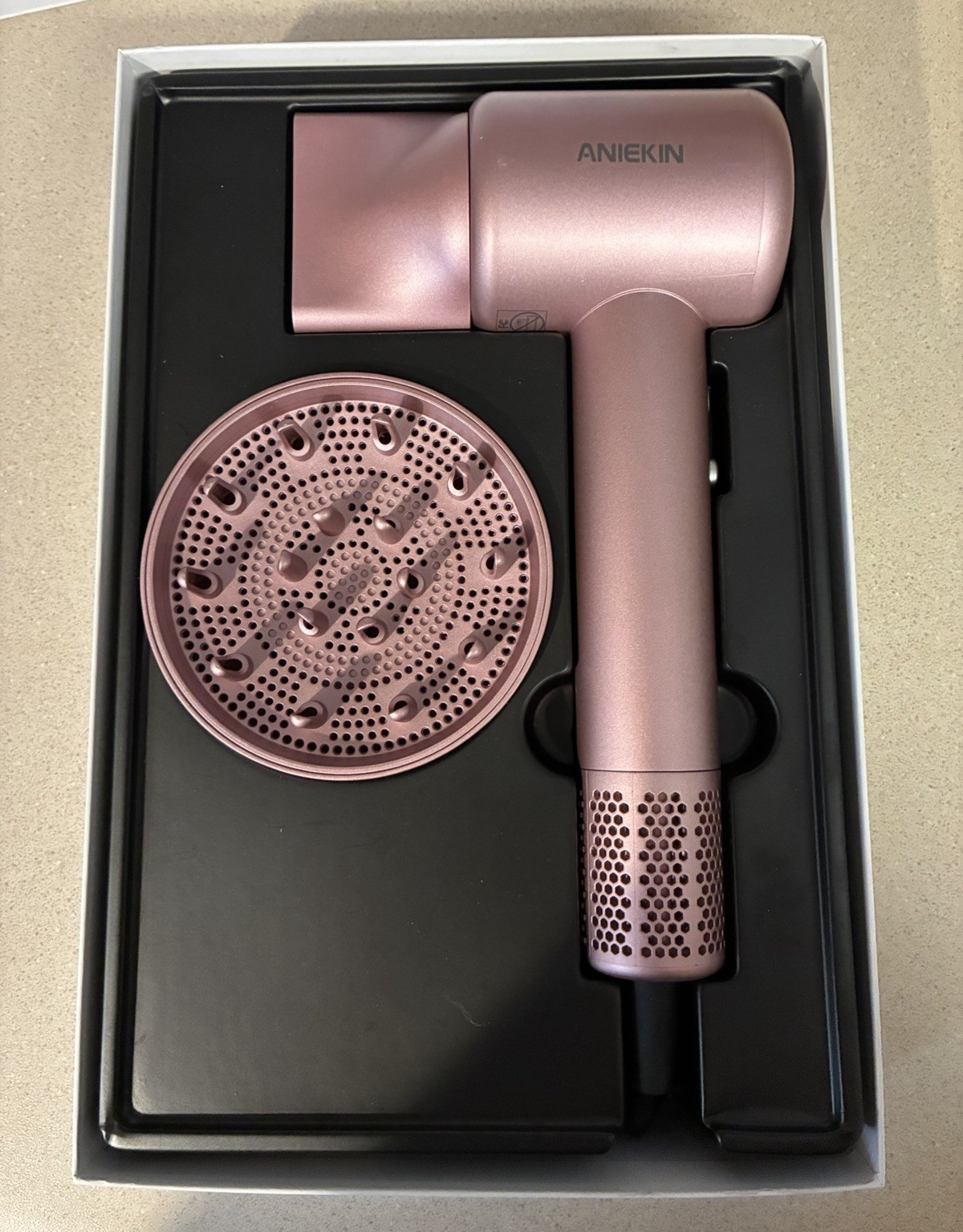 ANIEKIN F2 Standard Hair Dryer, Pink Electric Plastic, Diffuser Attachment