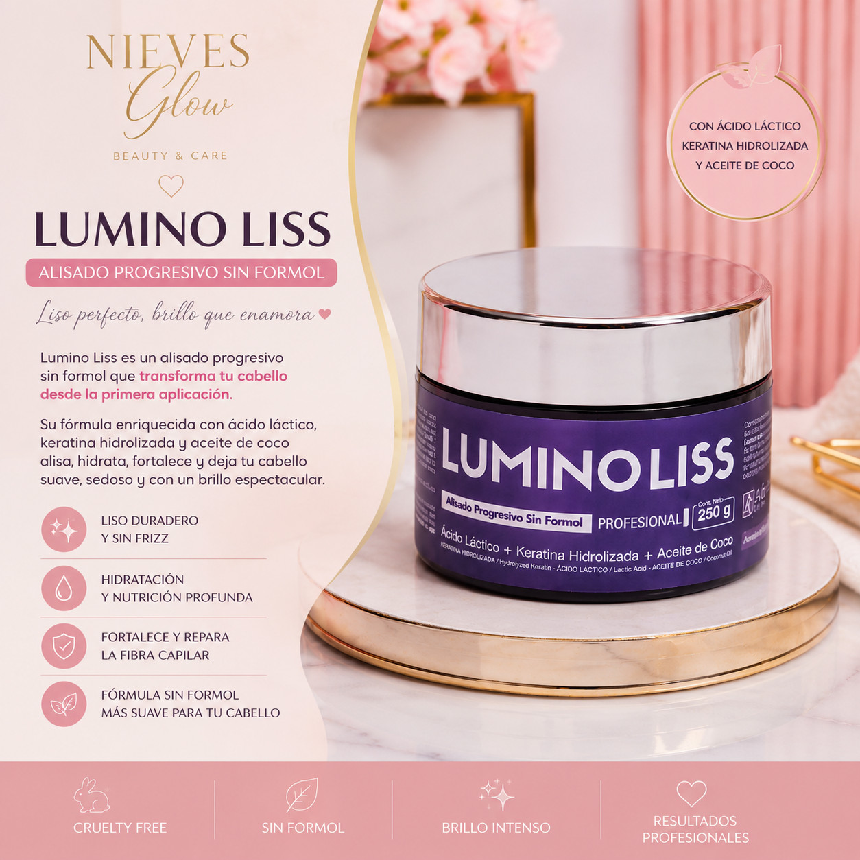 Lumino Liss – Alisado Progresivo Sin Formol 250 gramos