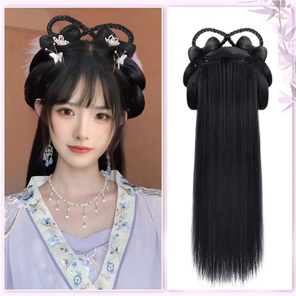 Chinese Ancient Wig Women Hanfu Wigs Headdress Photography Dance Accessory