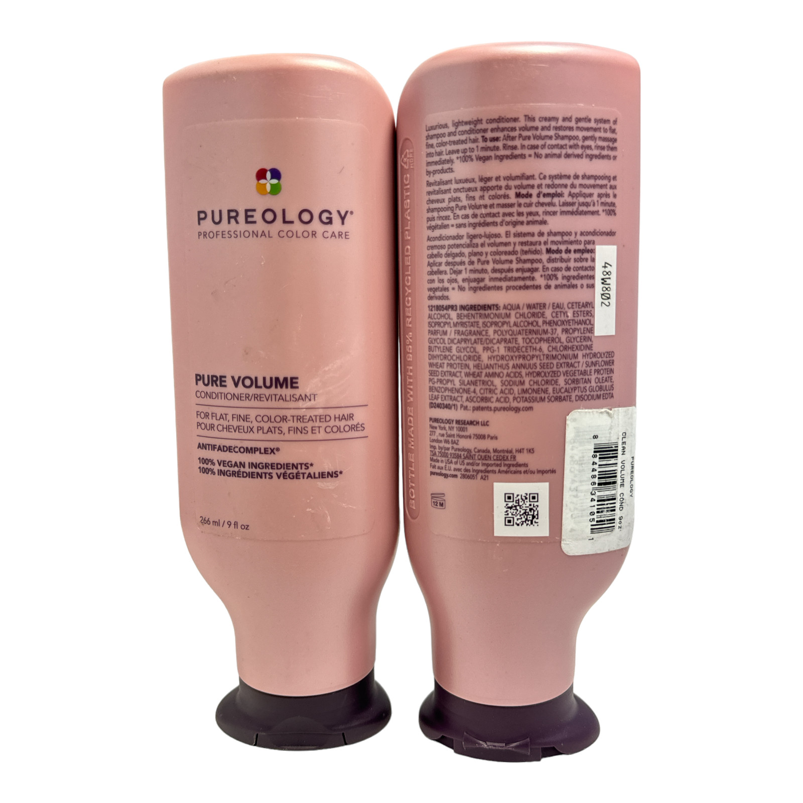 2X Pureology Pure Volume Conditioner For Flat, Fine, Colour-Treated Hair 266ml