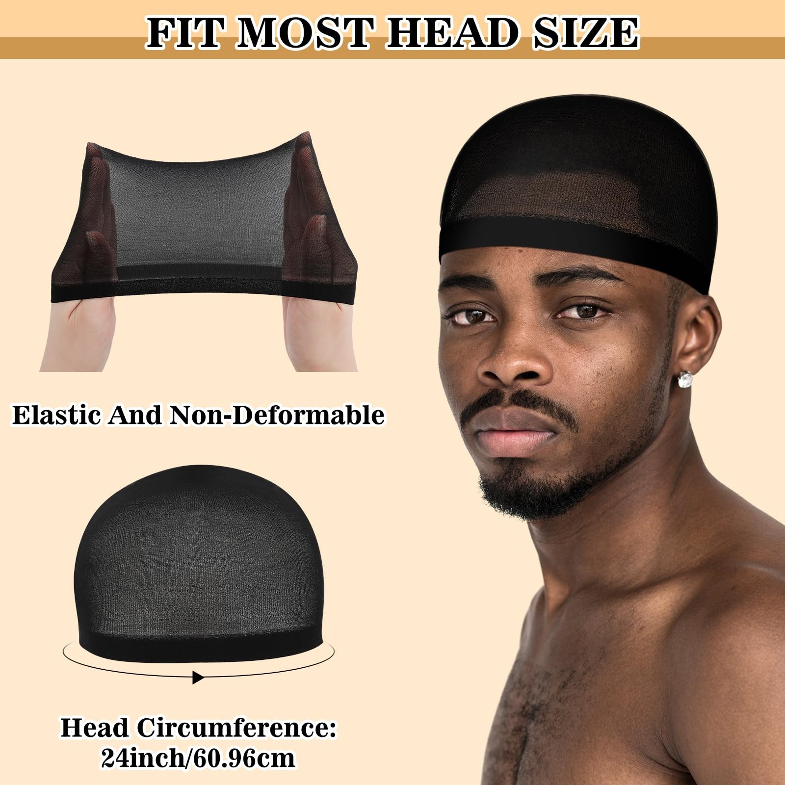 Ramede 10 Pcs Stocking Wave Cap for Men Adult Stretchy Nylon Skull Wave Light…