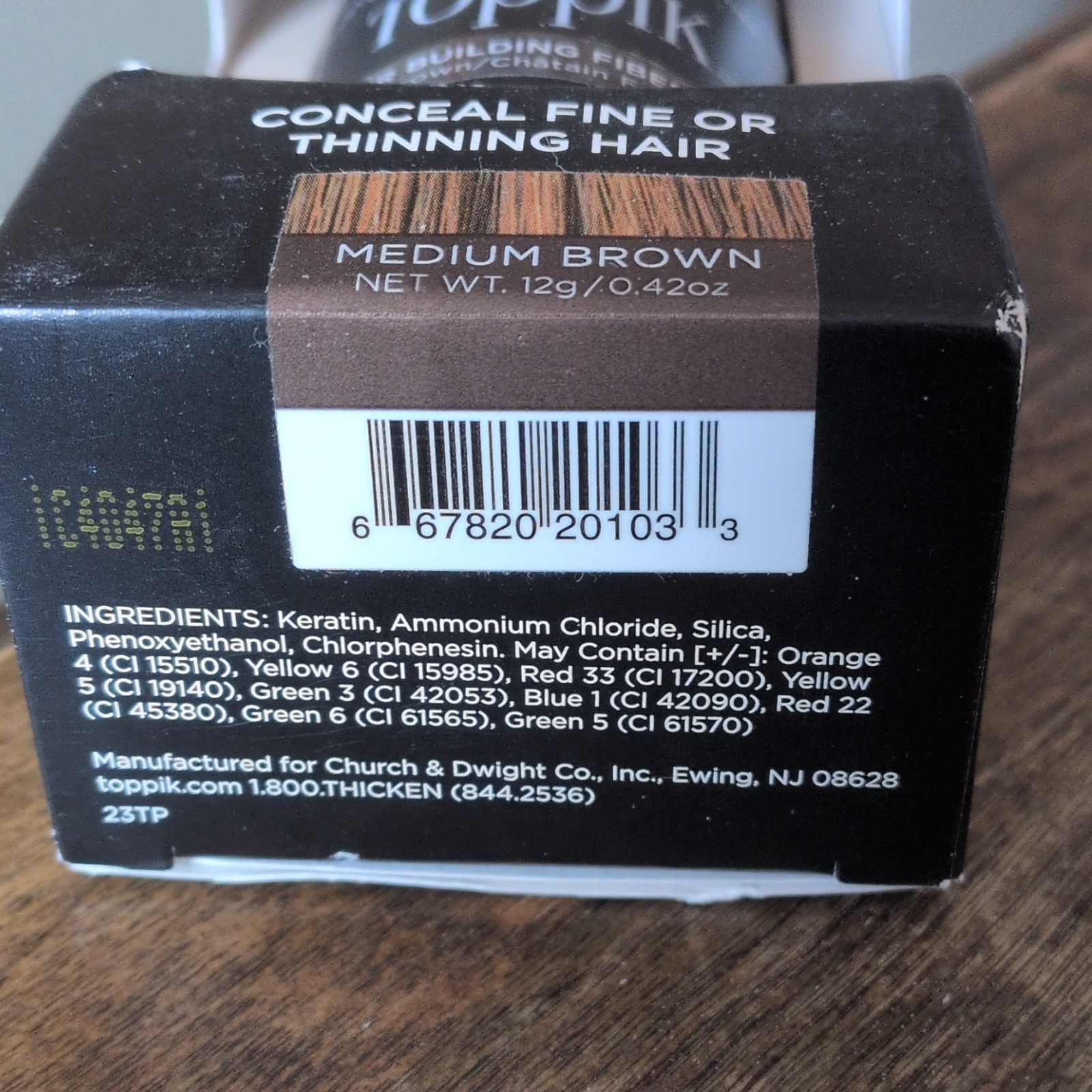5 Toppik Hair Building Fibers Medium Brown Powder, Keratin, 0.42 oz (12g)