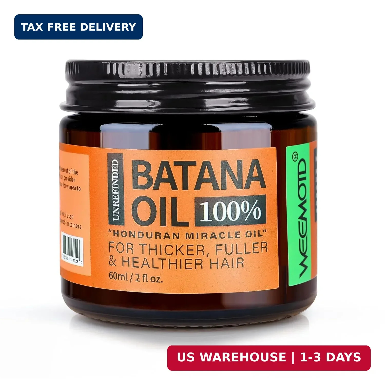 WEEMOTD 100% Raw Batana Oil for Hair from Honduras, 2 Fl Oz, Bright Coffee | Moi