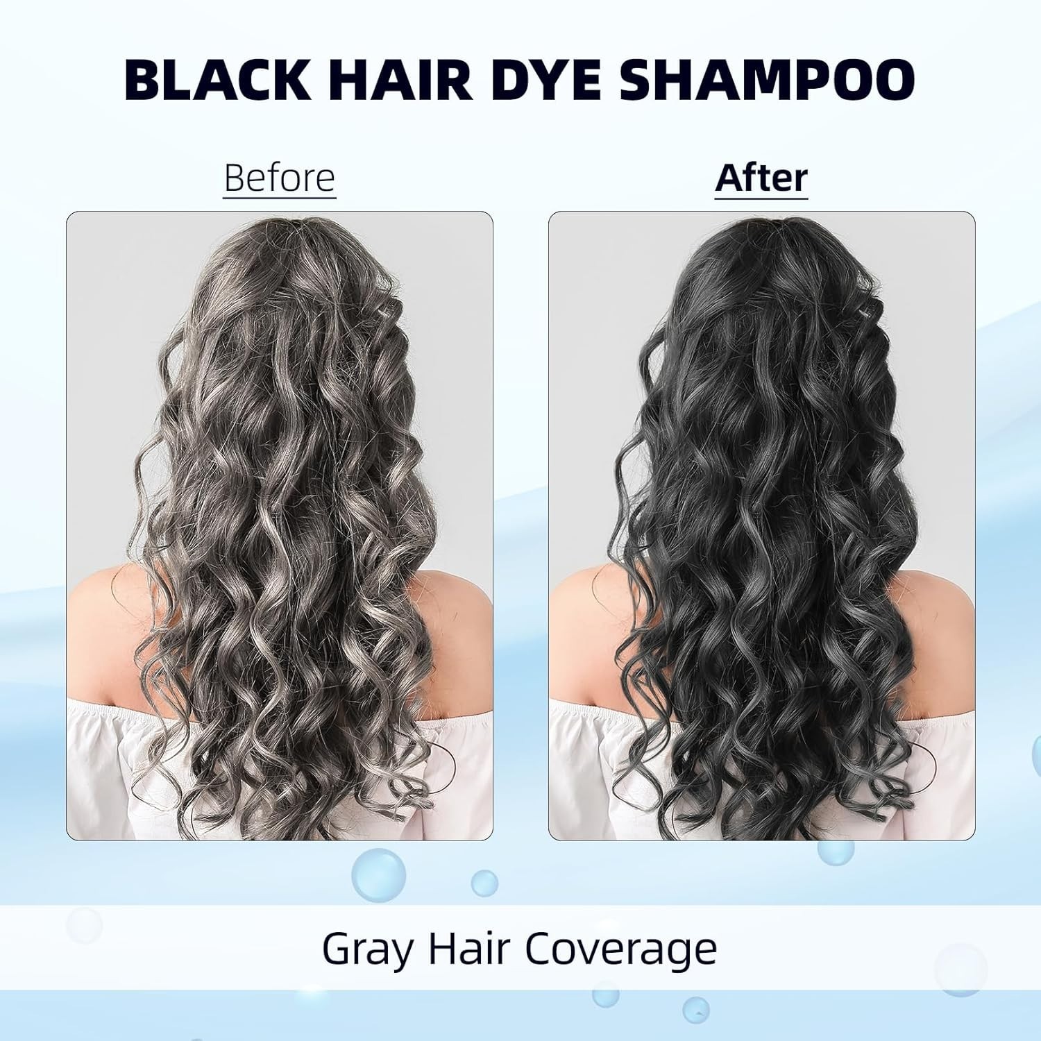 Black Hair Dye Shampoo 3 in 1 for Women/Men for Gray Coverage Instant Hair Color