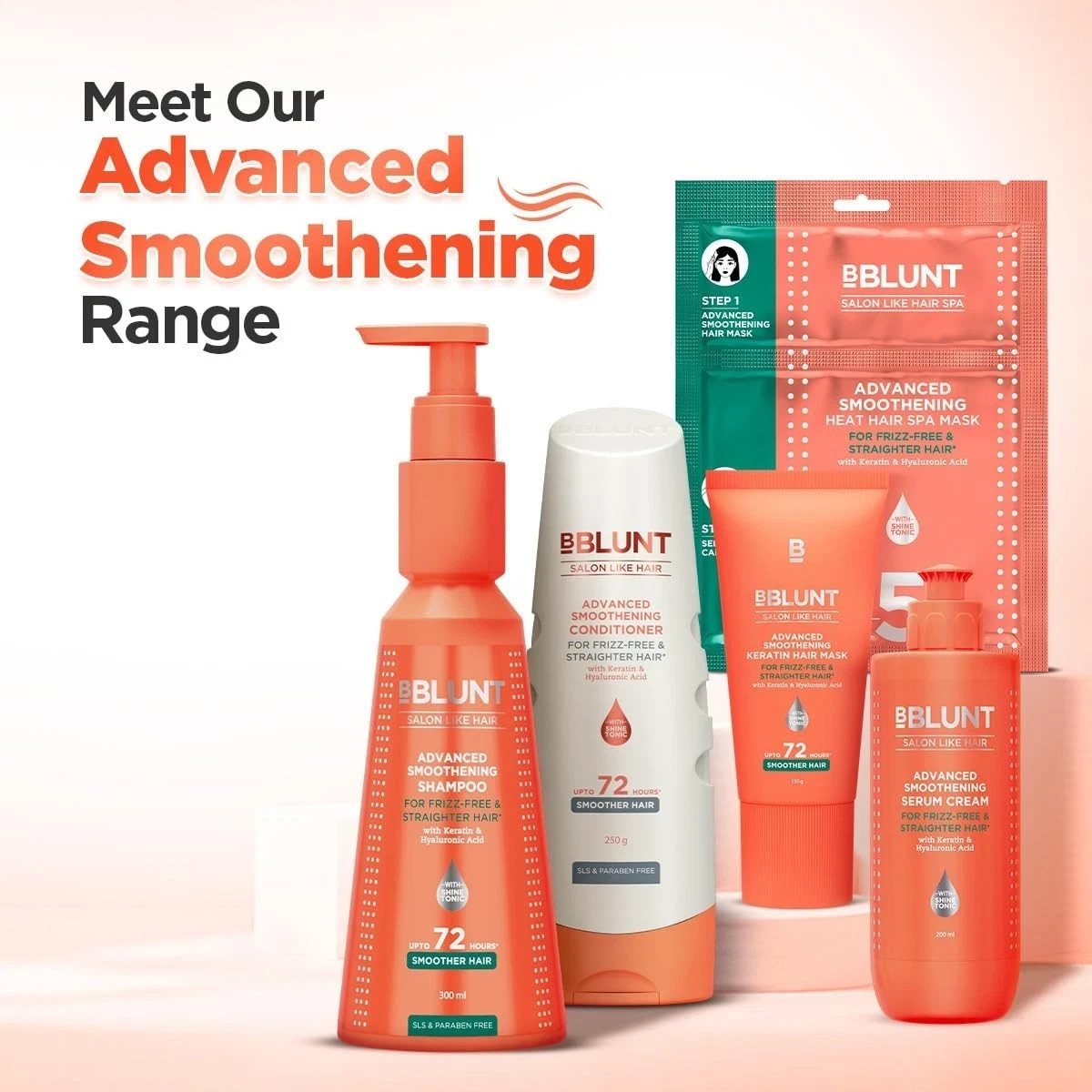 BBLUNT Advanced Smoothening Shampoo with Keratin & Hyaluronic Acid – 300 ml