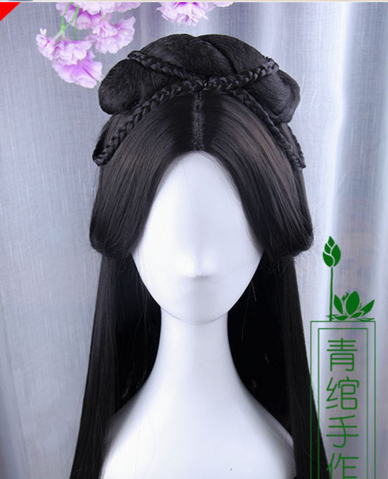 Lady Cosplay Hanfu Wig Chinese Ancient Traditional Hairpiece Party Prop Wigs New