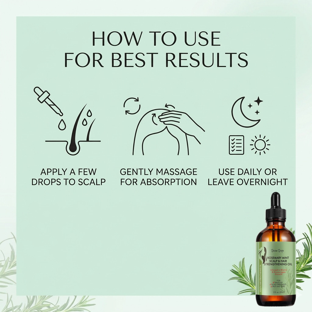 Divine Drop Organic Rosemary Oil for Hair Growth,100% Pure Mint Scalp & Hair Oil