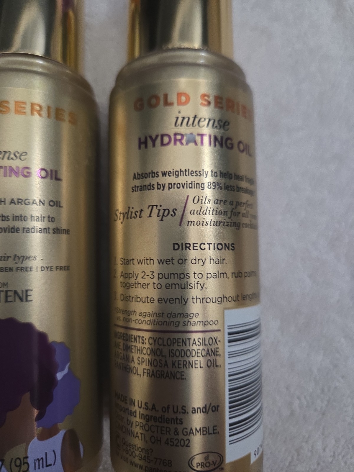 2 Pantene Gold Series Intense Hydrating Oil For Dry Damaged Hair 3.2oz (L27)