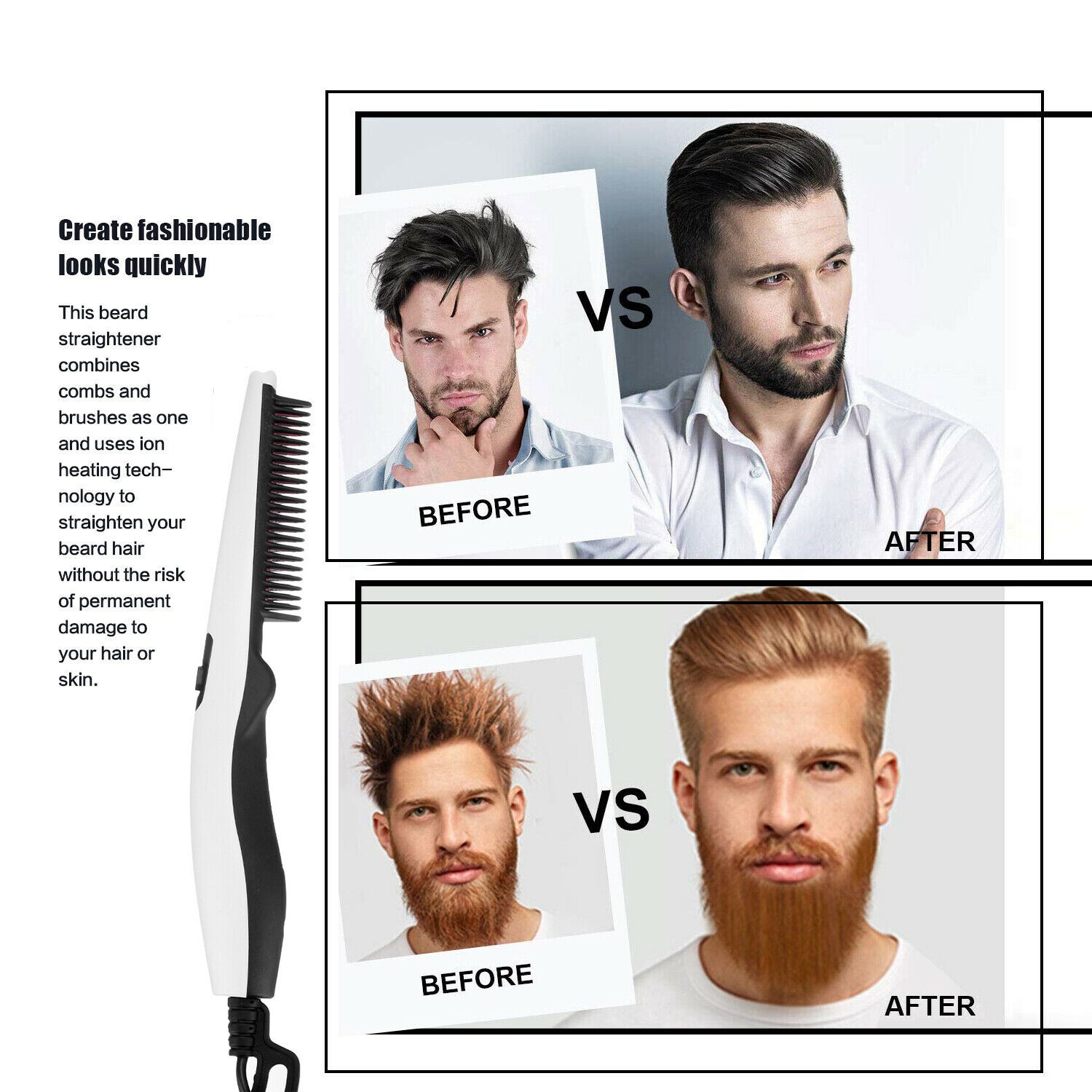 Hair Straightener Comb Pro Electric Beard Straightening Comb Heat Hot Comb Press