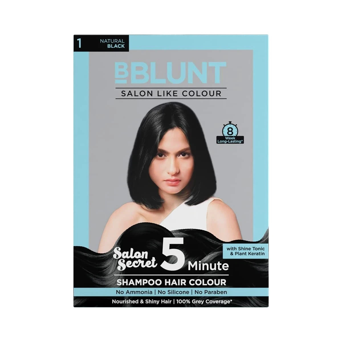 BBLUNT 5 Minute Shampoo Hair Colour – Natural Black – 20 Ml X 5 Pkts