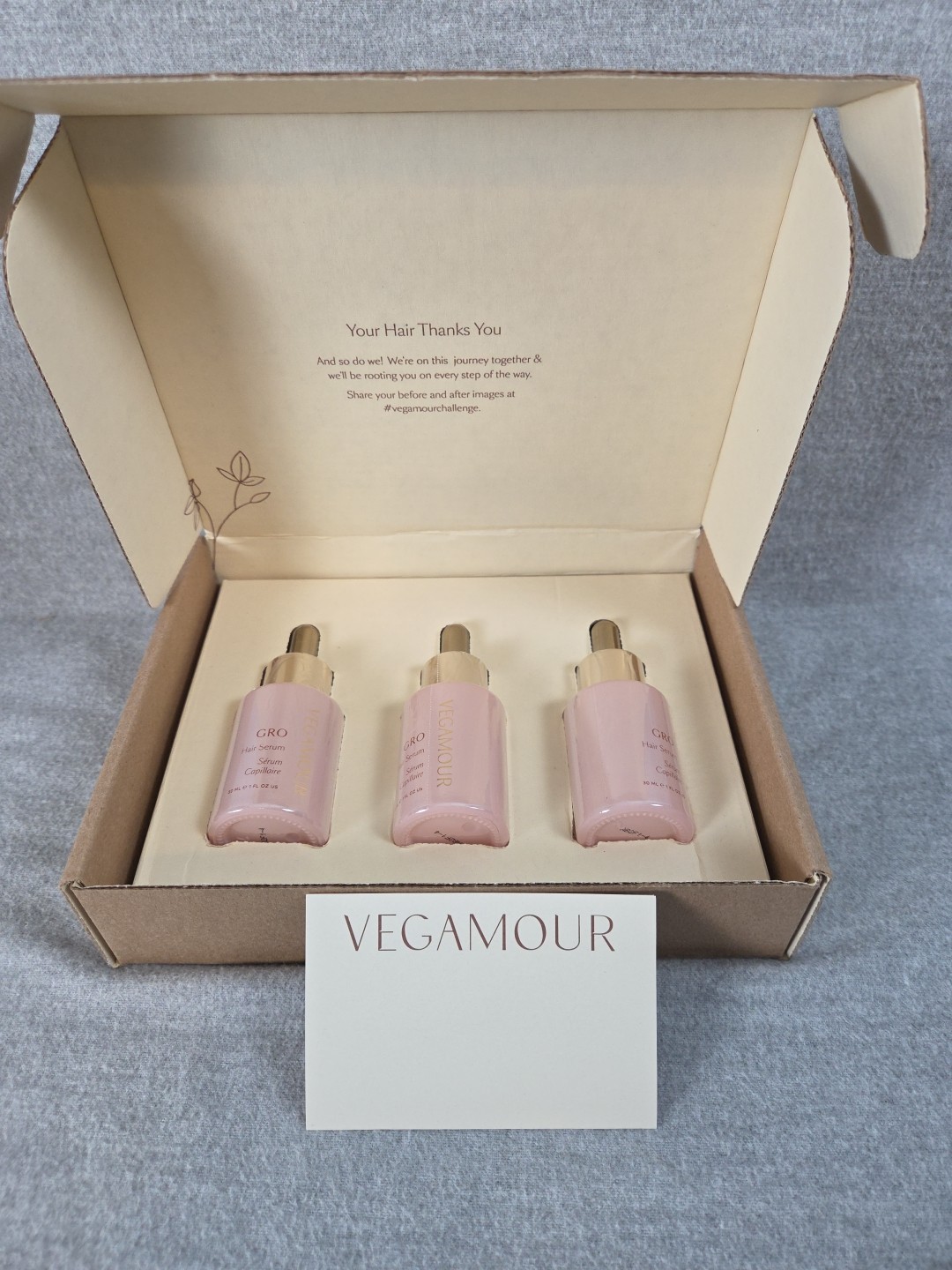 Vegamour GRO Thinning Hair Serum 90 Day Supply 3 Bottles NEW in Box Sealed