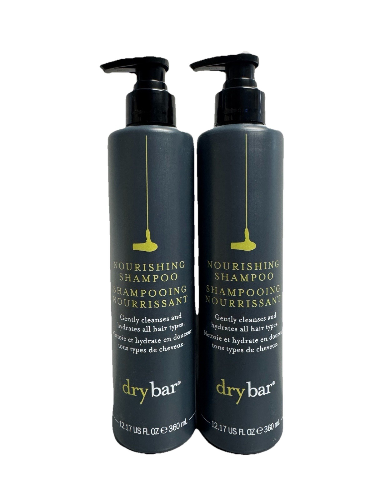 2 PACK Drybar Nourishing Shampoo 12.17oz Dovelok Pump Bottles ALOFT Jasmine