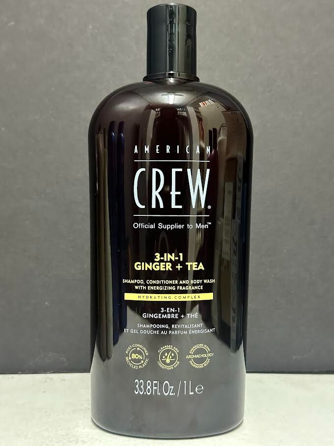 American Crew 3-In-1 Ginger + Tea Shampoo, Conditioner & Body Wash – 33.8 fl oz