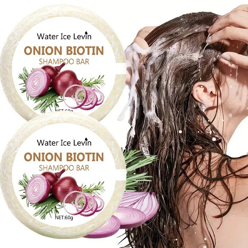 2pcs Onion and Biotin Shampoo Bar Soap, Moisturizing & Soothing