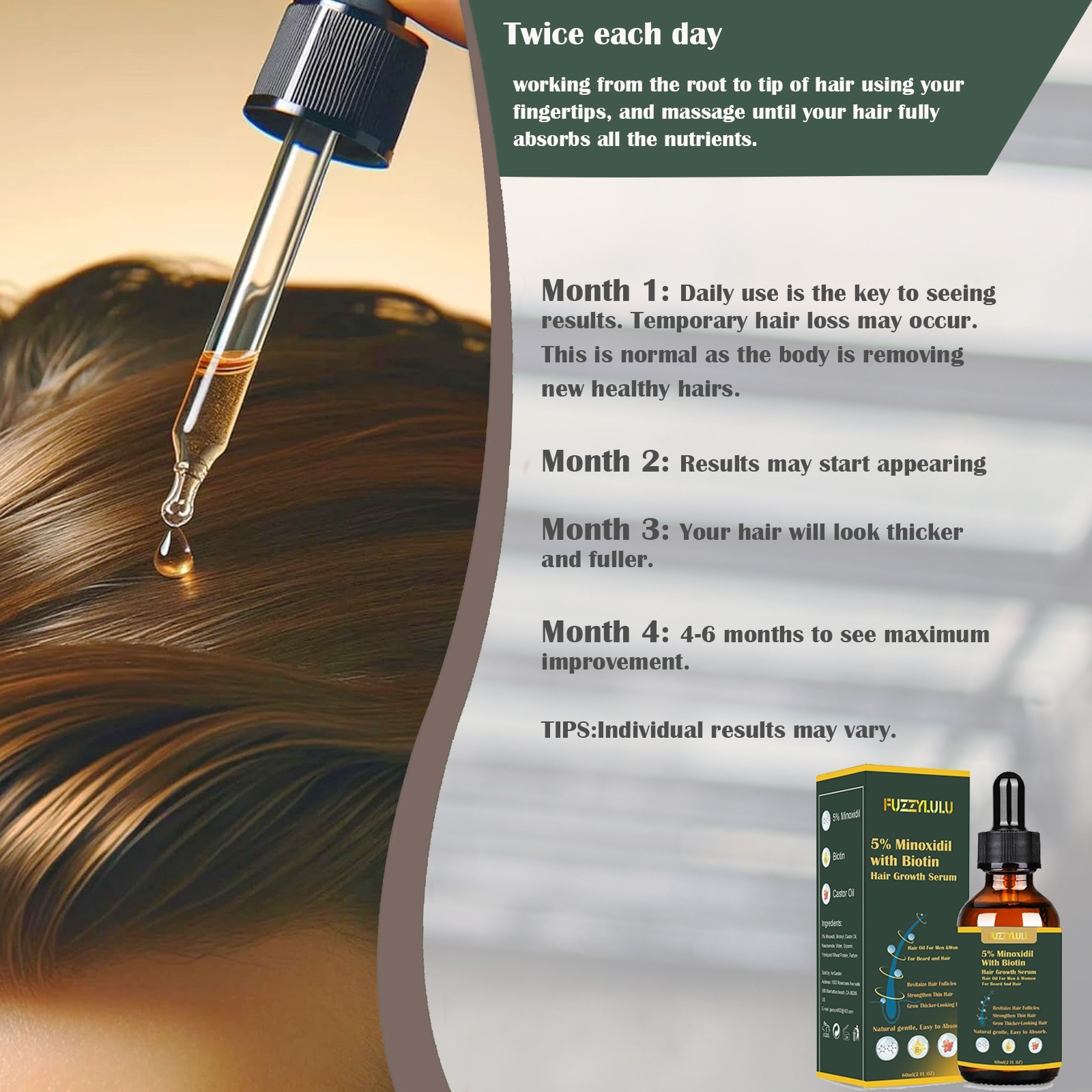 5% Minoxidil Biotin Hair Growth Serum for Healthier and Thicker Hair, 60mL