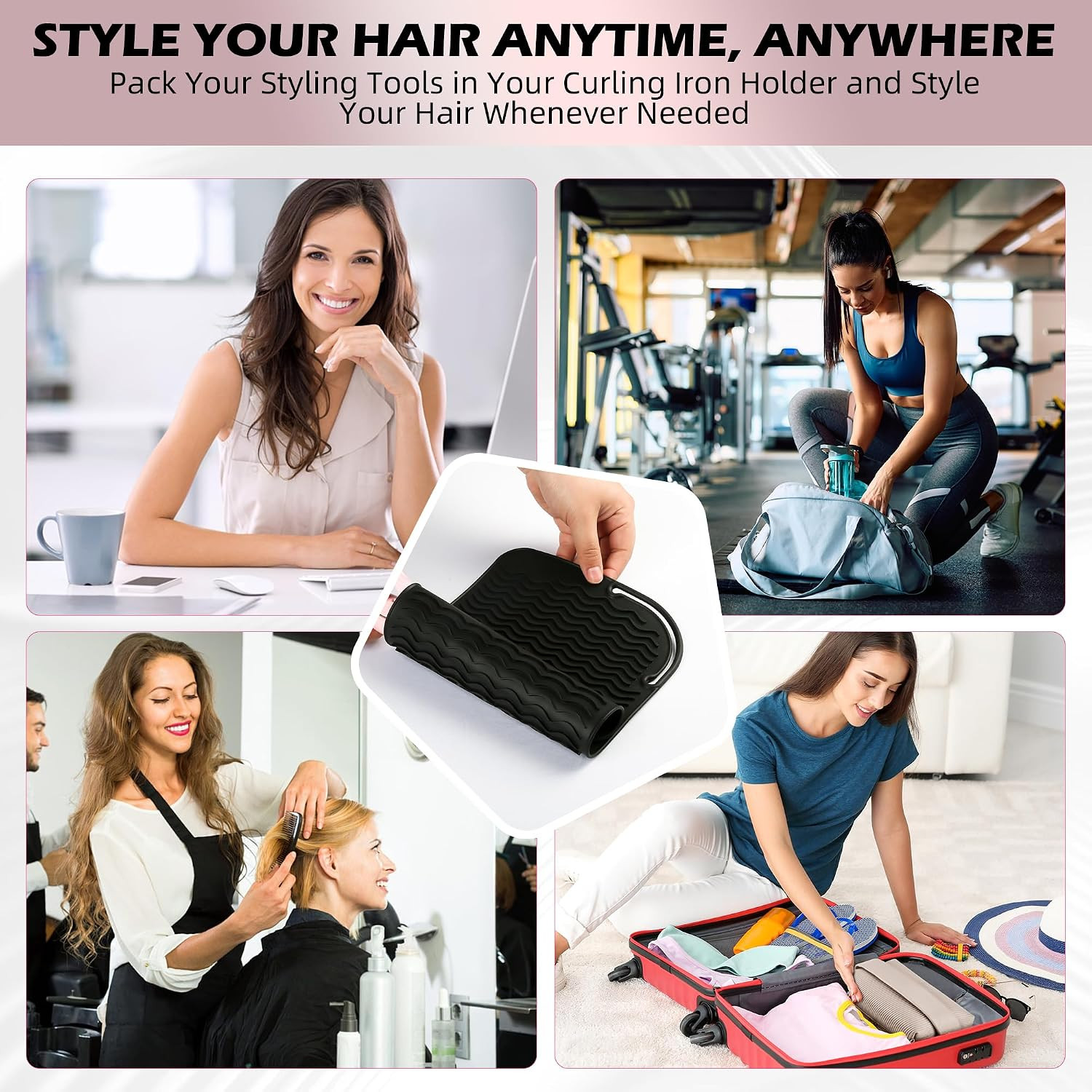 Silicone Heat Resistant Mat for Hair Tools, 11″ X 7.5″, Black | Anti-Slip Counte