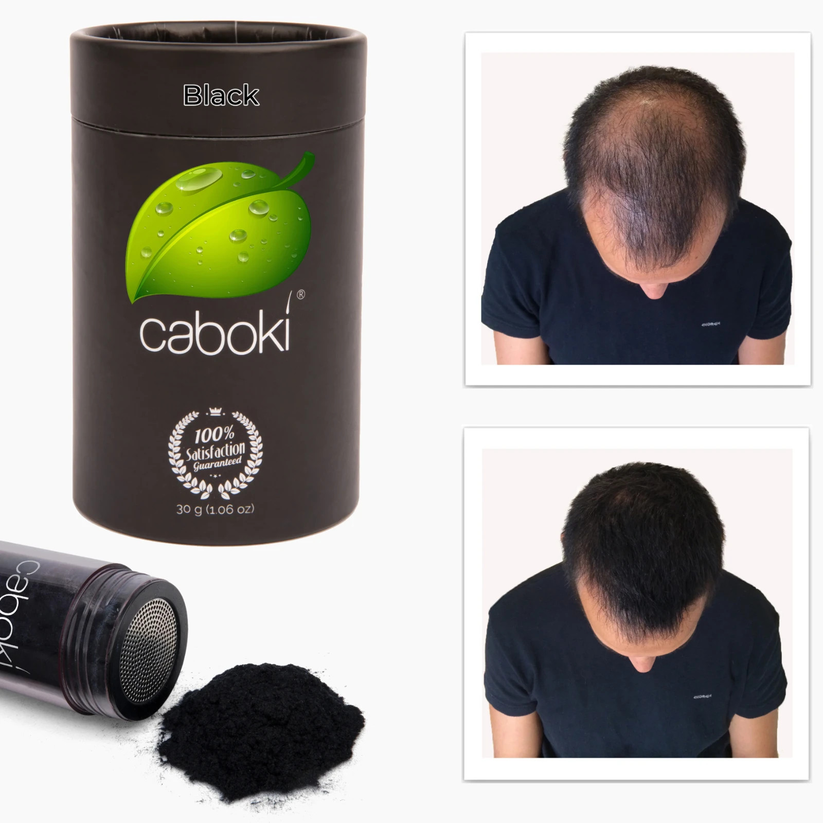 Caboki Hair Fibers 30g Bottle – Black, Dark Brown, Med Brown, Light Brown