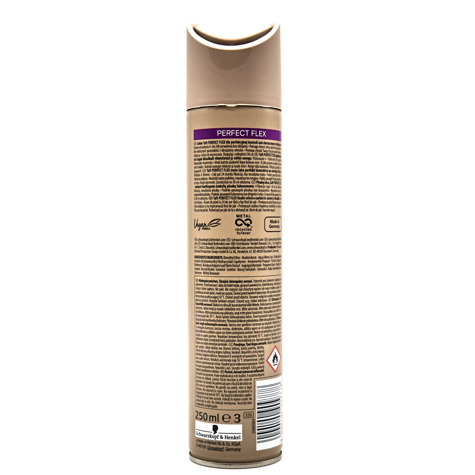 SCHWARZKOPF TAFT Hairspray 250ml PERFECT FLEX Hold #4 VEGAN Made in Germany