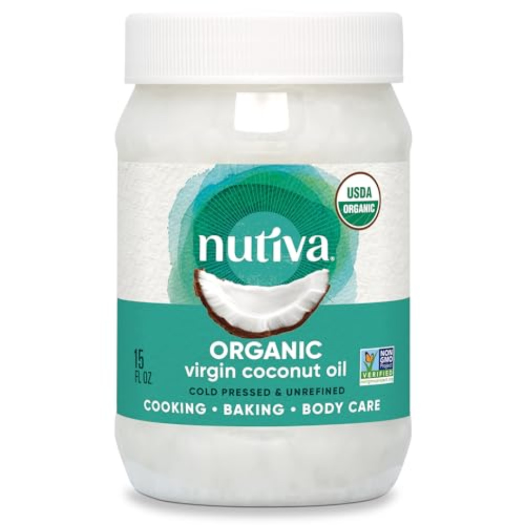 Nutiva Organic Coconut Oil, Cold-Pressed – Natural Hair /Skin Oil – 15 Fl Oz