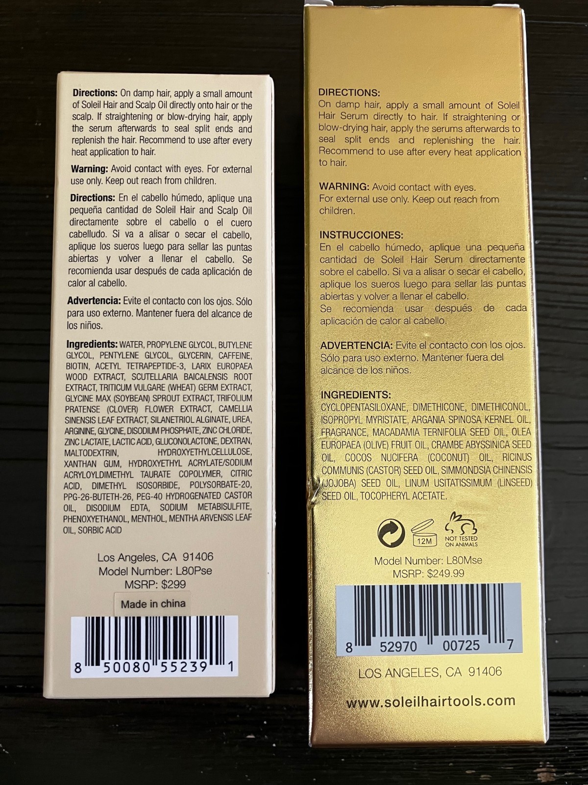 Soleil Moroccan Hair Serum & Multi Peptide Renewal Hair/Scalp Oil