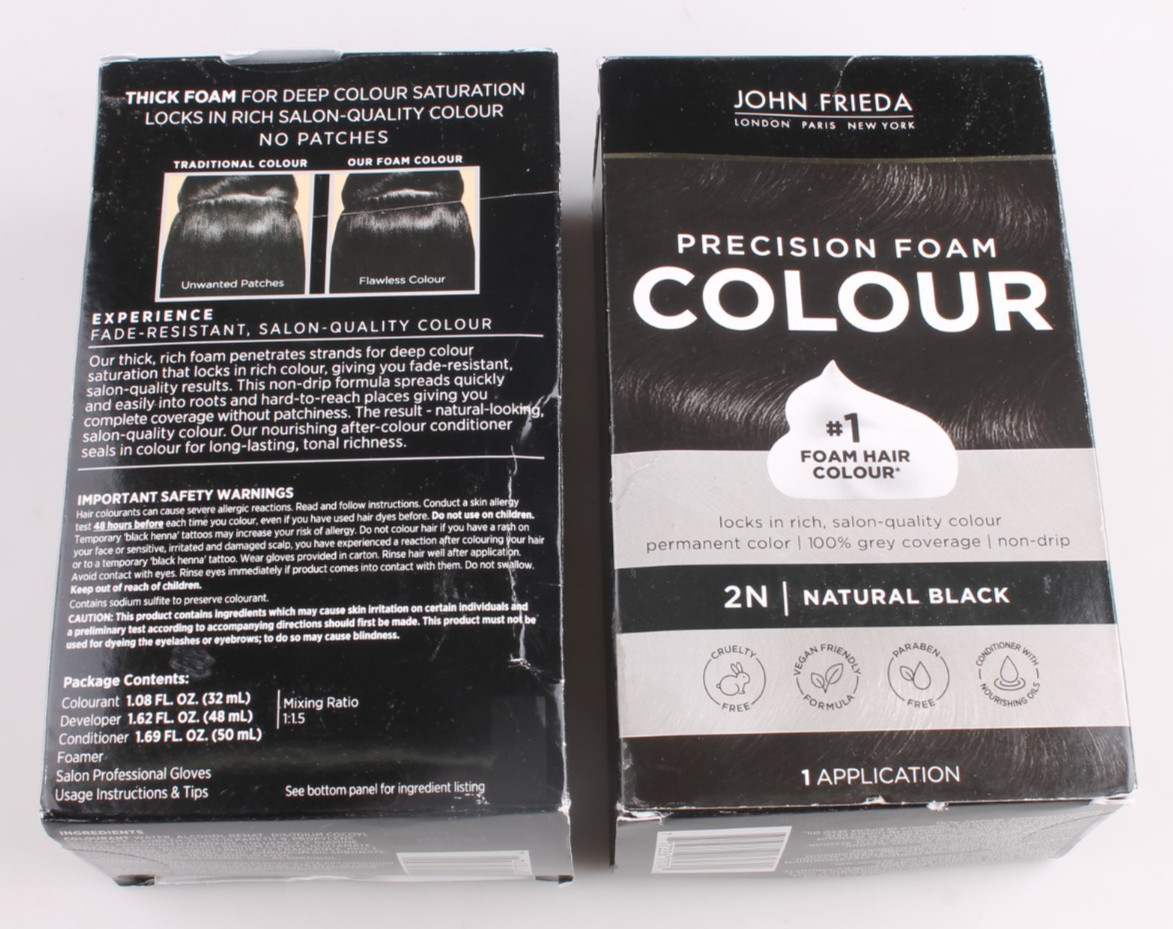 2 John Frieda Precision Foam Colour Luminous Black 2N Natural Black New Box READ