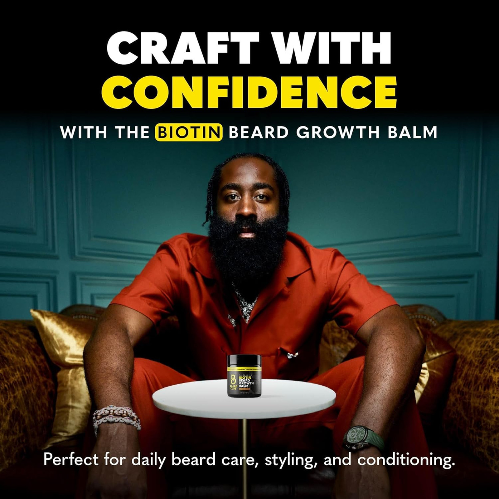 Beard Balm Biotin for Men Shea Butter Castor Coconut Oil 4 oz Moisturizing